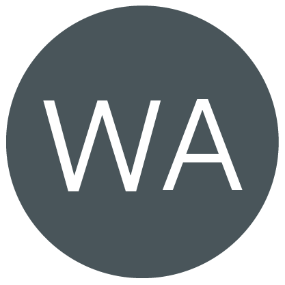 Fringe website icon for 'The performance space is accessible to wheelchair users' - the letters 'WA' on a grey background.